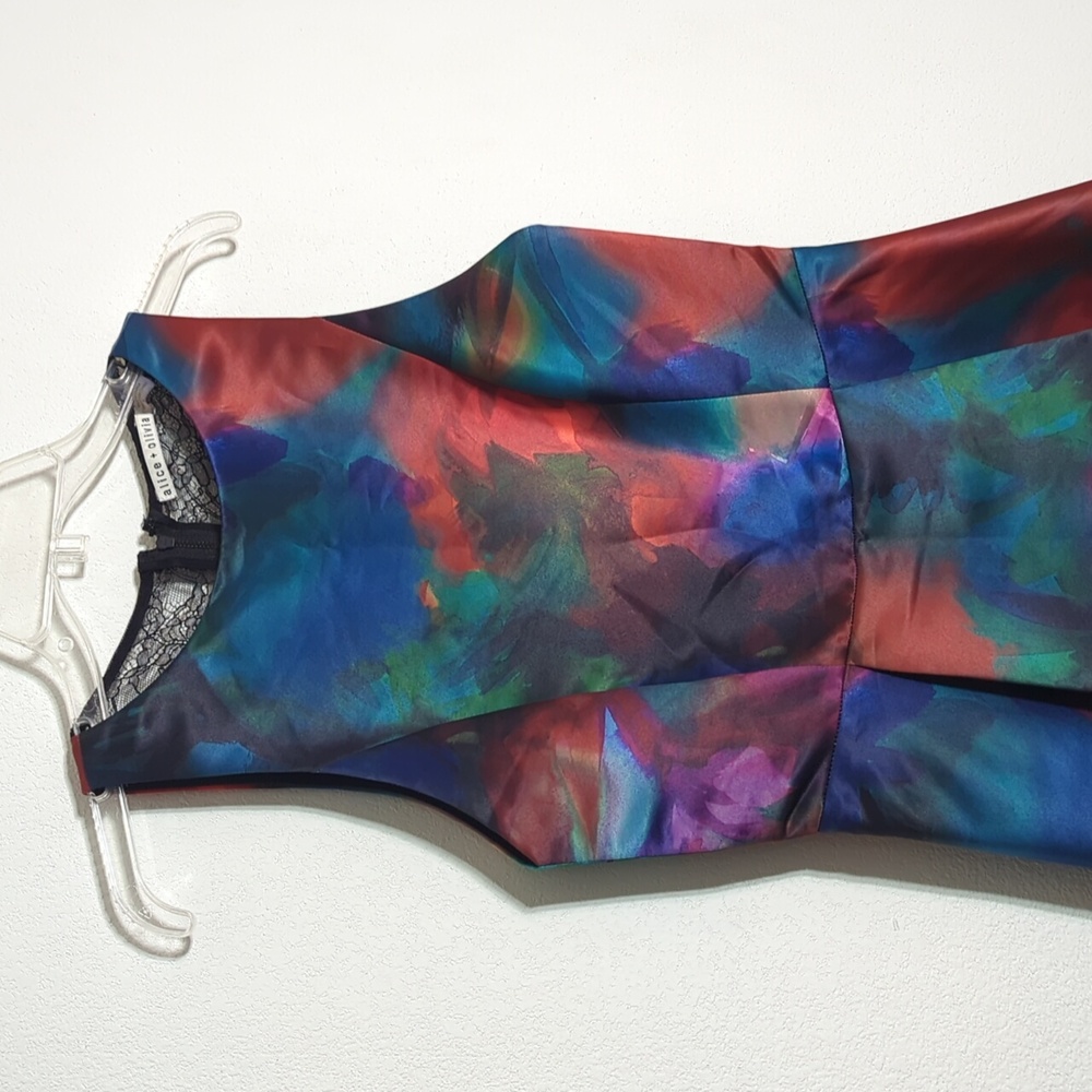 Alice + Olivia Womens Dress Belia A-Line Watercolor Multicolor Open Back Lace 6‎ - Picture 5 of 14